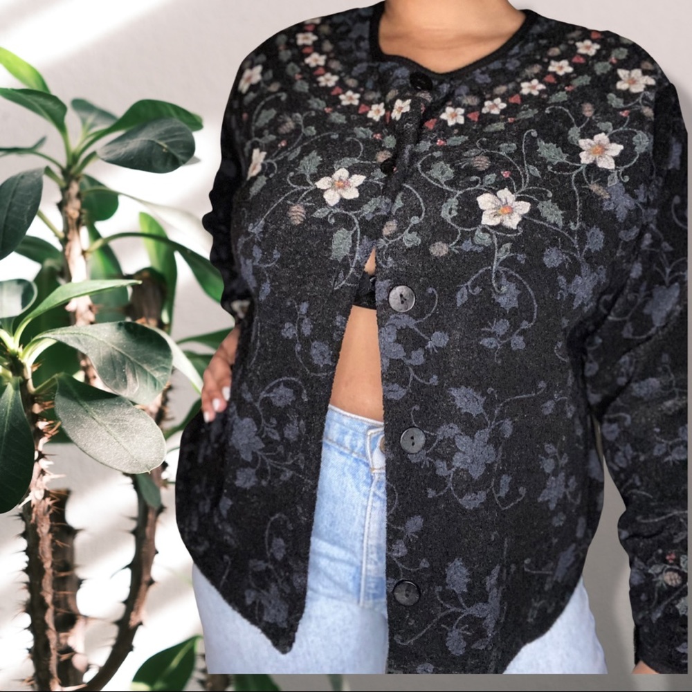 Vintage Handcrafted Floral Embroidered Sweater